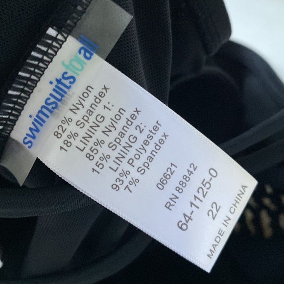 Swimsuits For All Tankini Black TOP ONLY, Size 22 - Picture 5 of 8